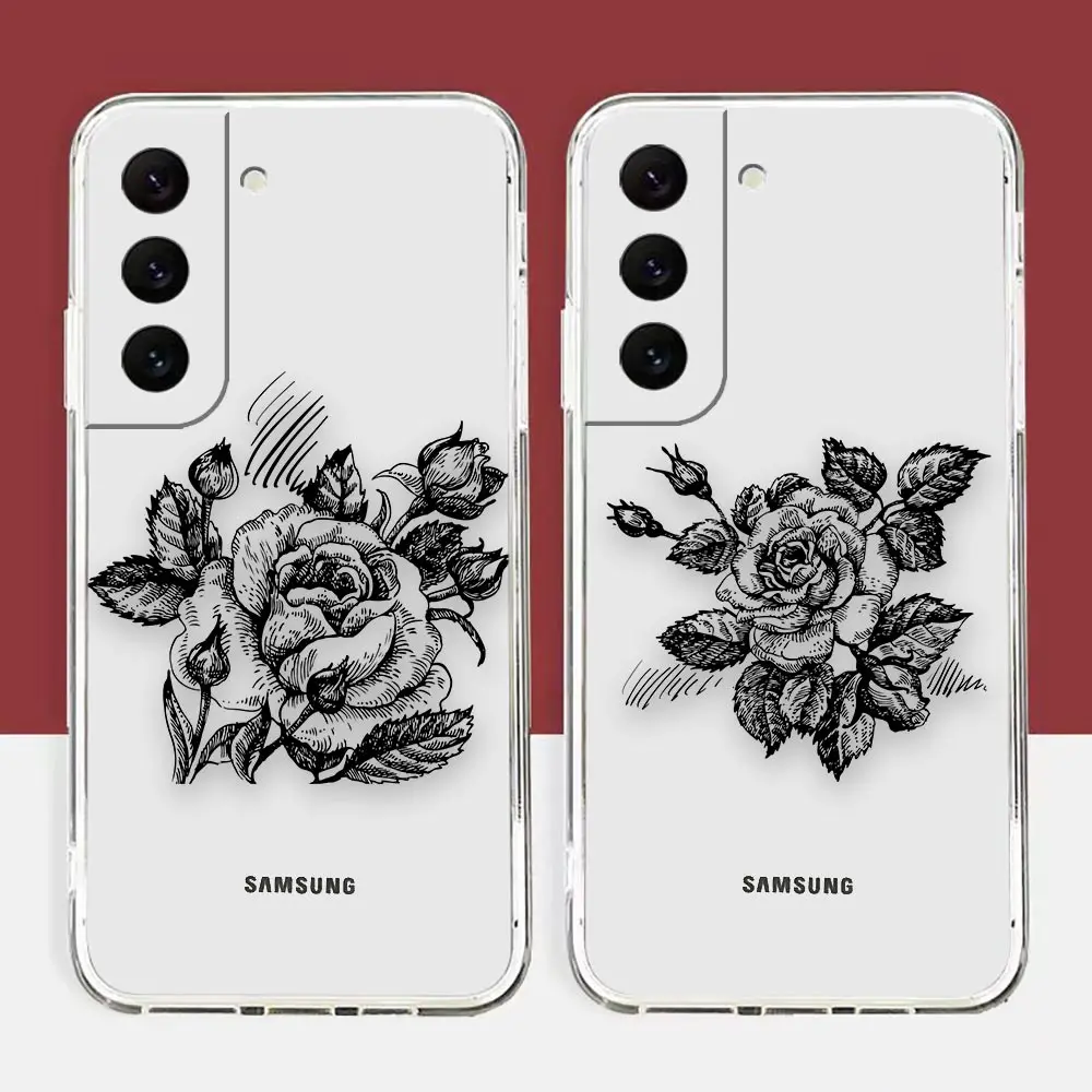 

Clear Case For Samsung S30 S22 S21 S20 S10 NOTE 20 10 A03S A03 A02S FE LITE ULTRA PLUS PRO 5G Case Para Language Of Flowers Rose