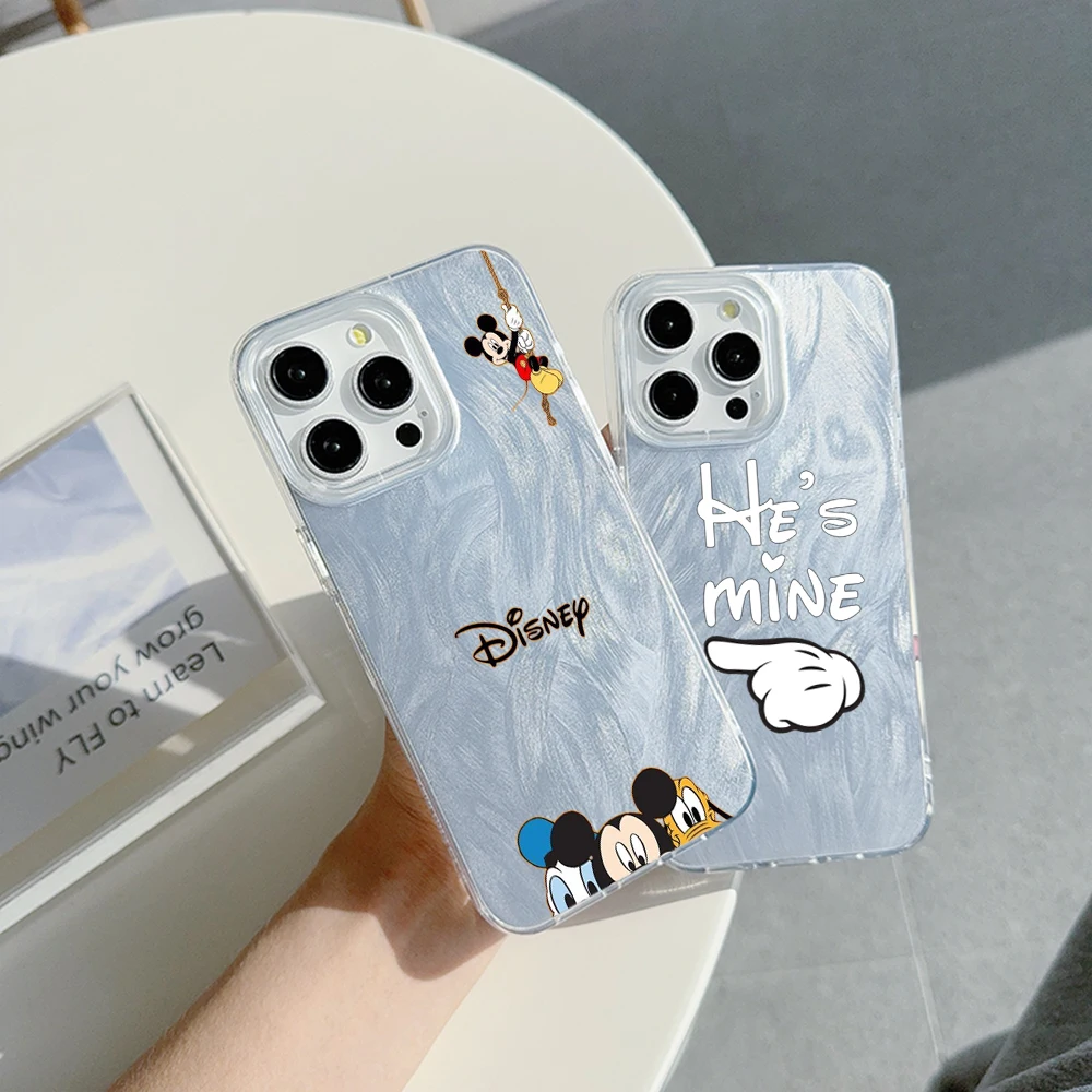 Для Samsung S21 S22 S23 S24 S25 Ultra Plus S20 FE Feather Chiffon Texture Clear Frame Case SS287 Disney Микки Маус Аниме арт