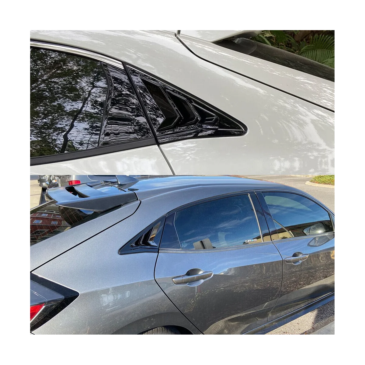 

For Honda Civic Type R Hatchback 2017-2020 Rear Side Vent Window Louver Cover Triangular Window Trim