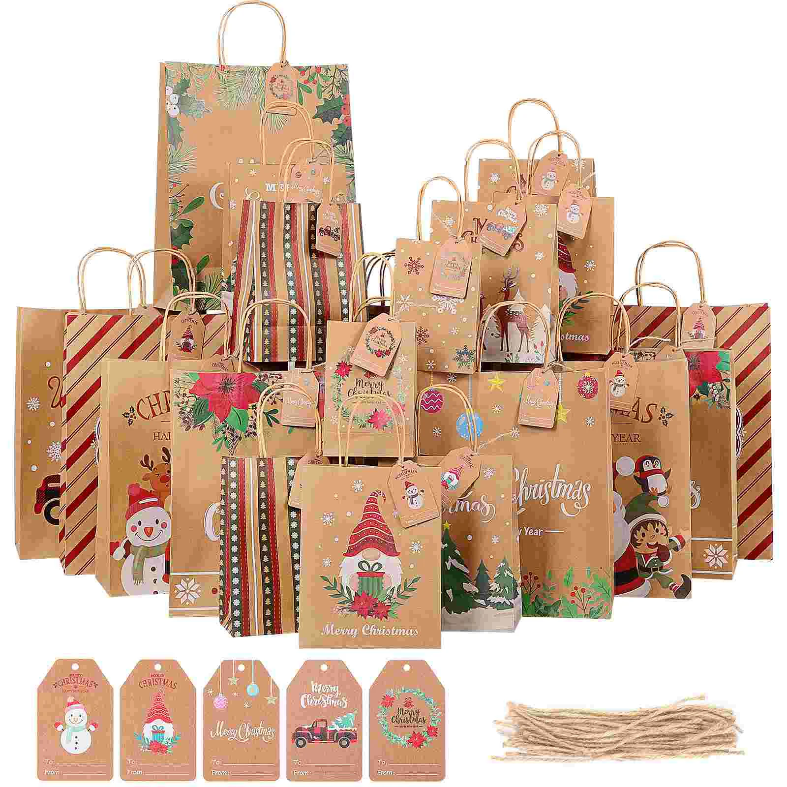 

1 Set Brown Gift Bags with Handles Bulk Gift Bag Candy Bags Paper Gift Bag Gift Bags Assorted Sizes Xmas Gift Bag