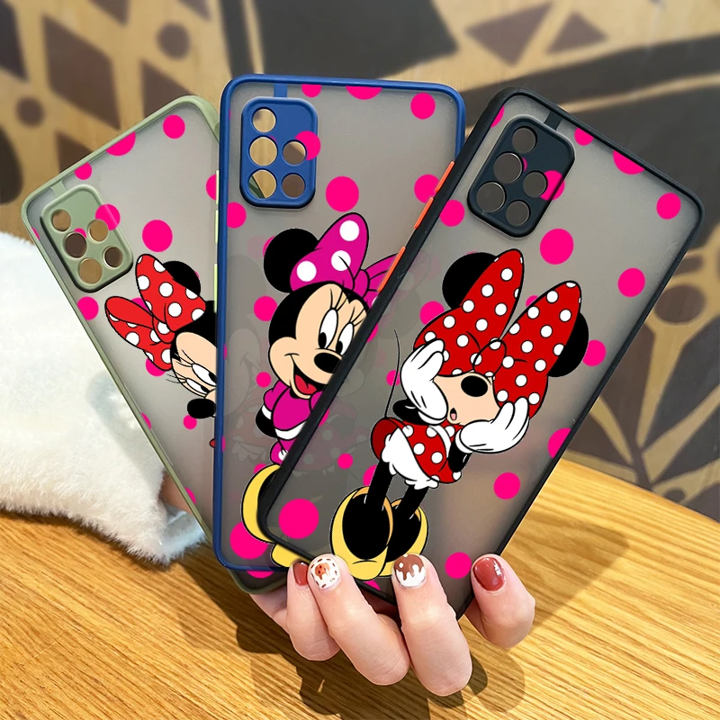 

Red Dot Minne Mouse For Samsung Galaxy A01 A11 A12 A02S A21S A31 A32 A42 A51 A50 A52 A71 A72 Frosted Translucent Phone Case