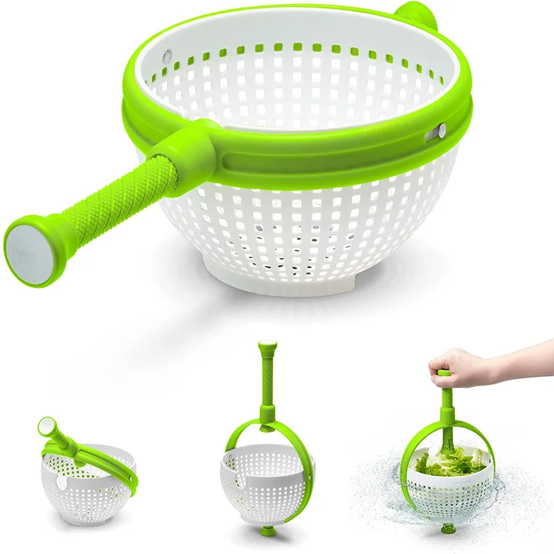 

Collapsible Handle Salad Spinner Vegetable Drain Basket Scratch Resistant Spinning Colander Fruit Vegetable Spina Colander