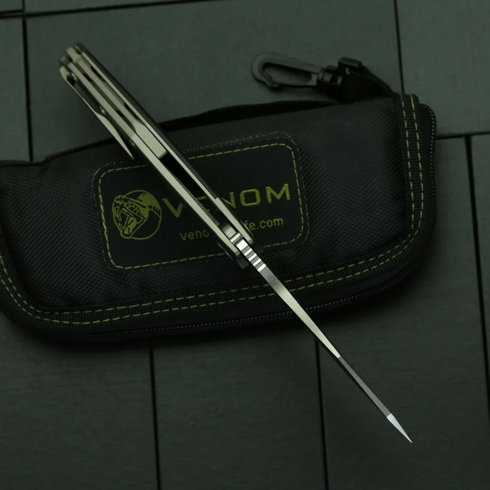 Складной нож VENOM ATTACKER M390 Flipper карманный резец из титанового углеродного волокна с