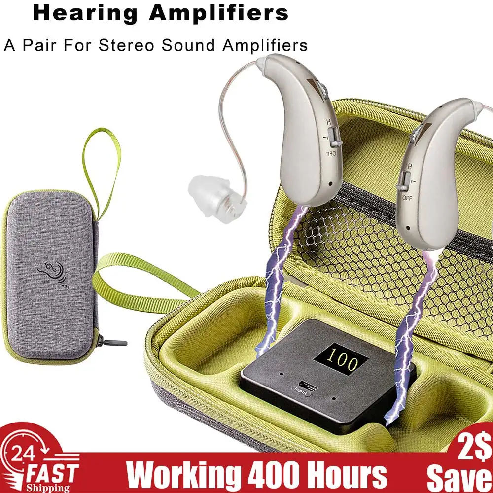 Invisible Hearing Audifonos With Charging Case 400 Hours Charge Hearing Aid USB Hearing Sound Amplifiers BTE Hearing Devices