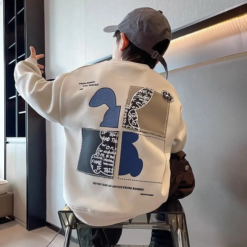 Весенне-осенние модные хлопковые толстовки для мальчиков детские новые