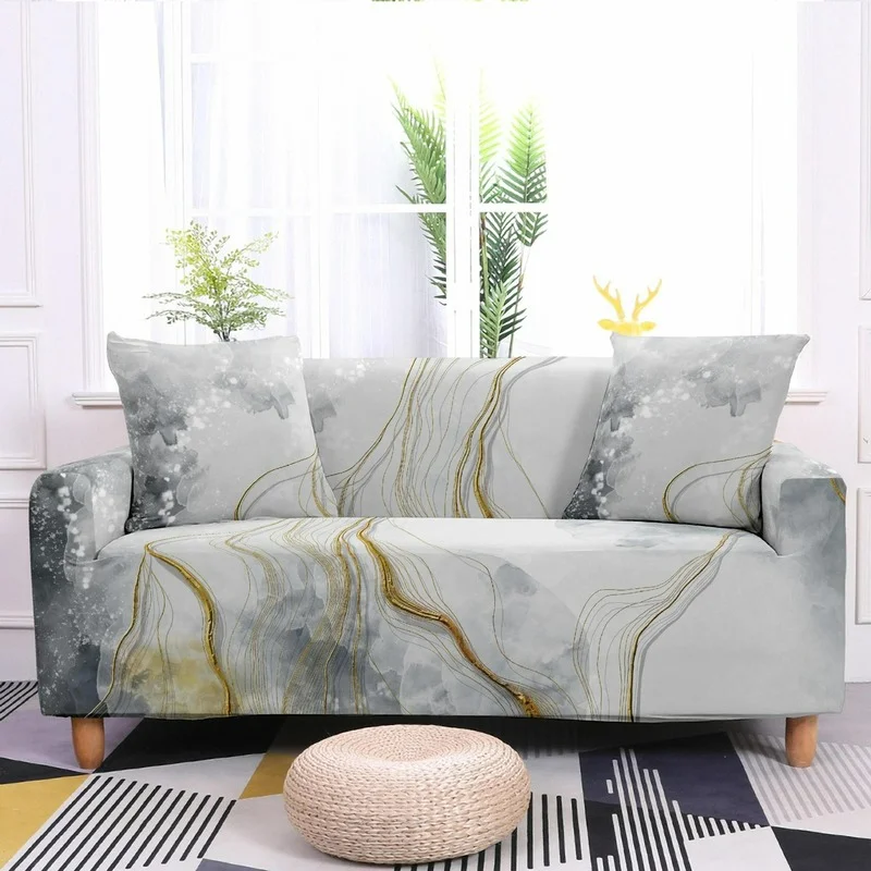 

Geometric Cube Pattern Sofa Cover Anti-fouling Stretch Furniture Protector for Living Room Household Washable Seat Covers