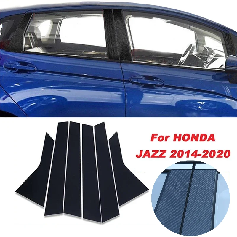 

6 шт., наклейка на столб автомобильного окна, накладка на столб, BC столб для Honda FIT JAZZ 2014, 2015, 2016, 2017, 2018, 2019, 2020, Внешние детали