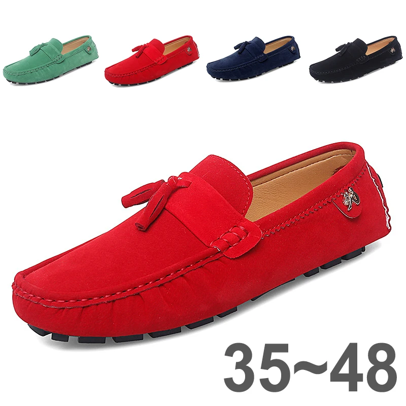 Designer Suede Loafers Men's Big Size 48 47 Boat Shoes Slip On Handmade Lazy Driving Shoes for Men Moccasins Casual Office Flats