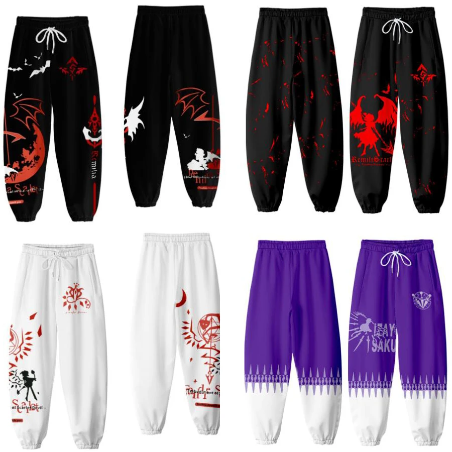 Anime Touhou Project 3D Men Joggers Sweatpant Elastic Waist Loose Casual Trousers Hip Hop Mens Sweat Pants Cosplay Costume