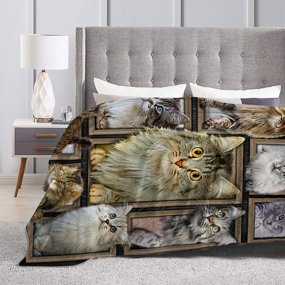 Фланелевое Одеяло с котятами живое милое удобное осенне-зимнее