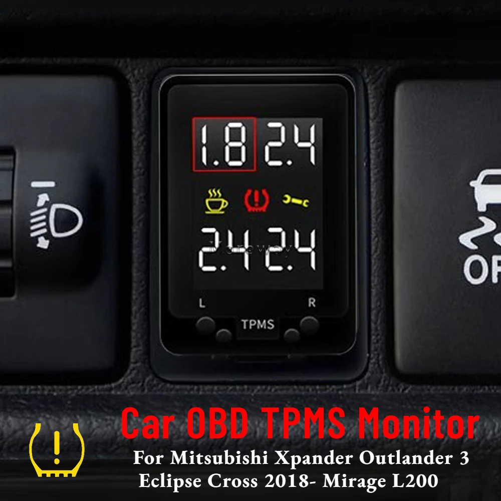 

OBD TPMS системы контроля давления в шинах, 4-индикатор шин для Mitsubishi Xpander Outlander 3 Eclipse Cross Mirage L200, аксессуар