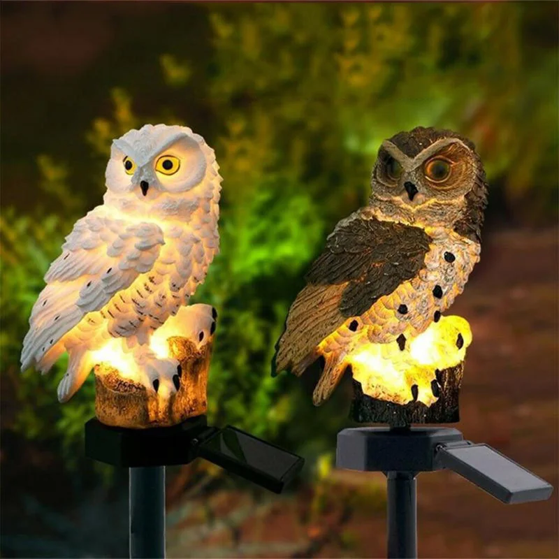 Solar Garden Light Outdoor LED Lawn Floor Lamp for Garden Decoration Waterproof Owl Resin Lights Animal Landscape Lantern