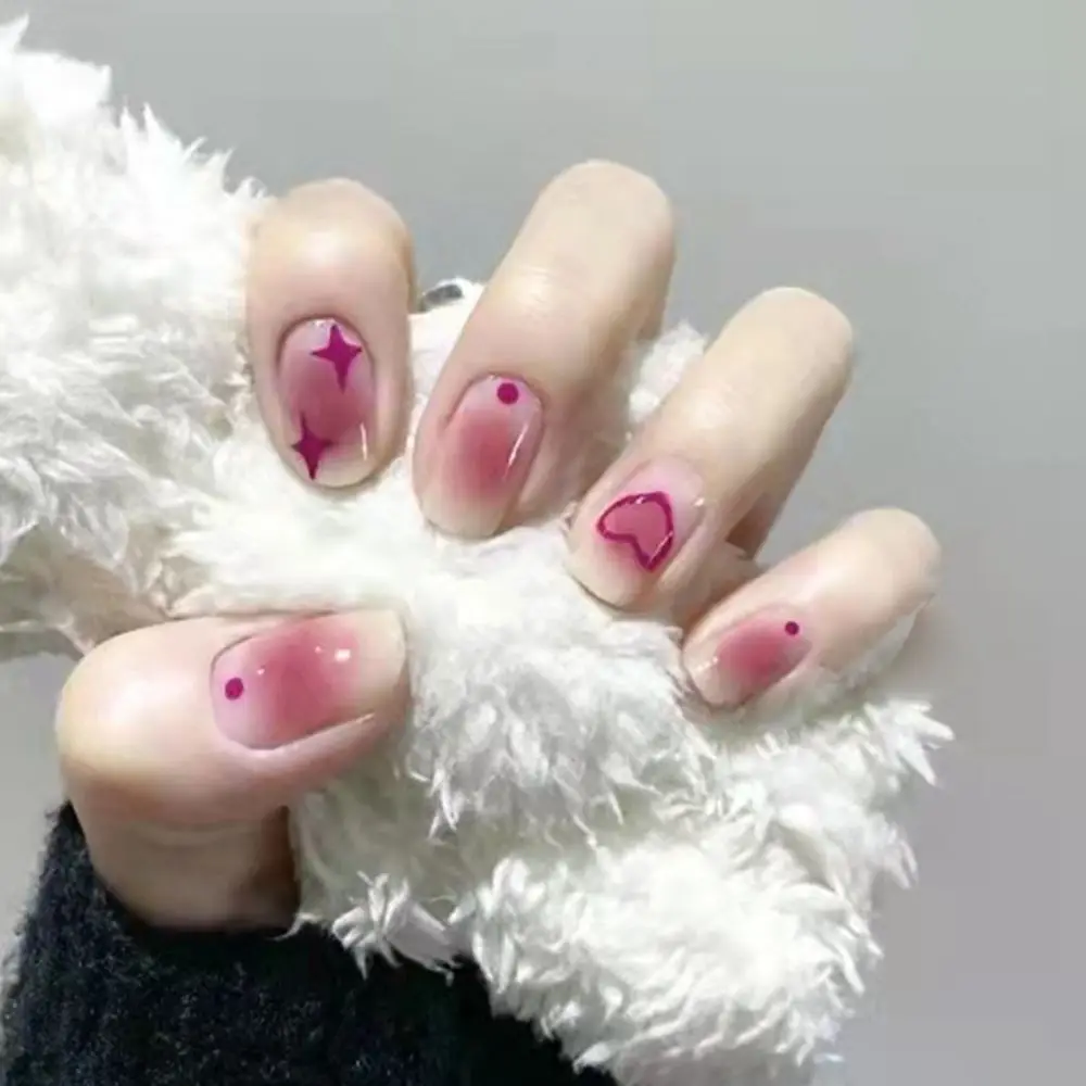 

Glitter Sequins Detachable Full Cover Artificial Nail Tips Fake Nails Short Round/Square Head False Nails Wearable