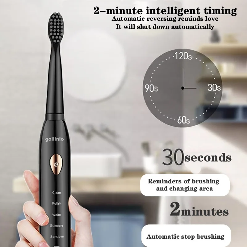 

Wholesale Electric toothbrush usb fast charging Adult replacement head Whitening Dropshipping delivery within 24 hours GL15