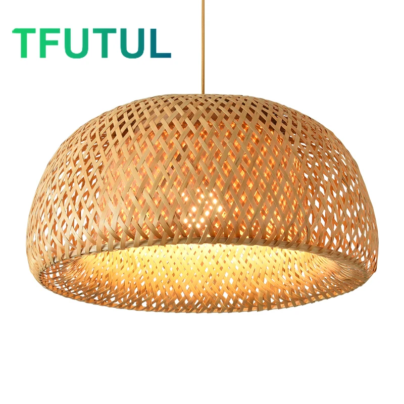 

Тканая подвесная Скандинавская люстра из бамбука, винтажная лампа для сада, ресторана, кабинета, спальни, гостиной