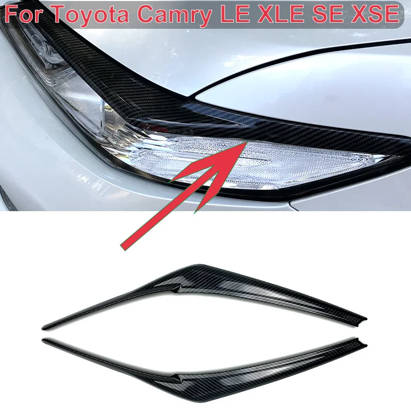 

For Toyota Camry LE XLE SE XSE Eyebrows Sticker Trim 2PCS Front Headlight Eyelid Cover 2018 2019 2020 2021 2022 Car Accessories