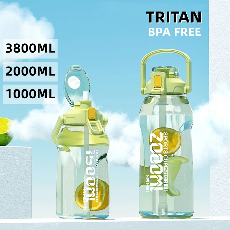 1/2/3 литров большая мотивирующая бутылка для воды тыква с соломинкой Прозрачные