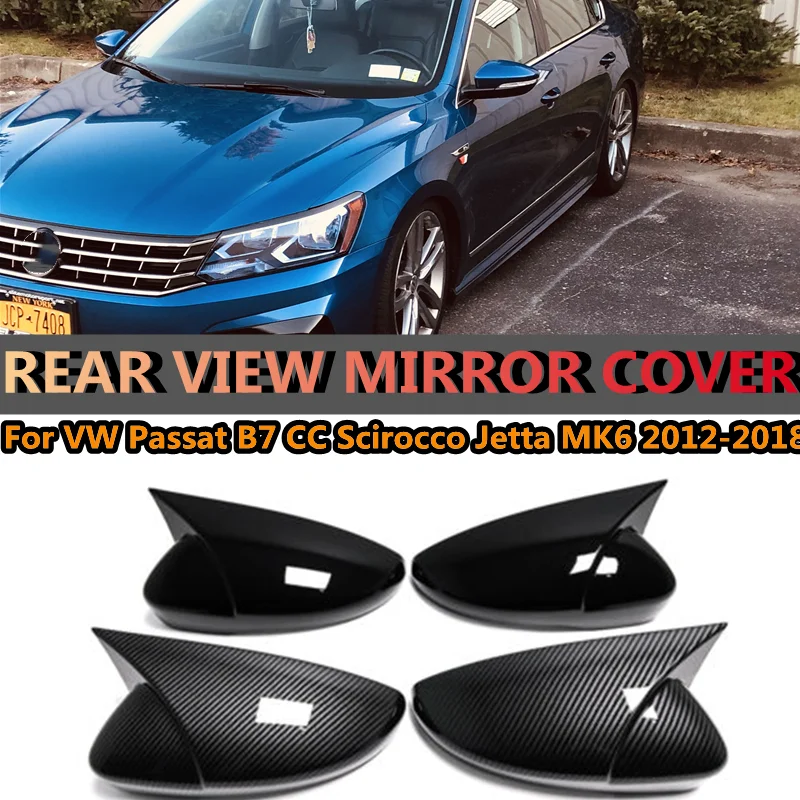 

Pair M Style Gloss Black Car Rearview Mirror Caps For VW Beetle CC Eos Passat B7 Scirocco For Jetta MK6 2012-2018