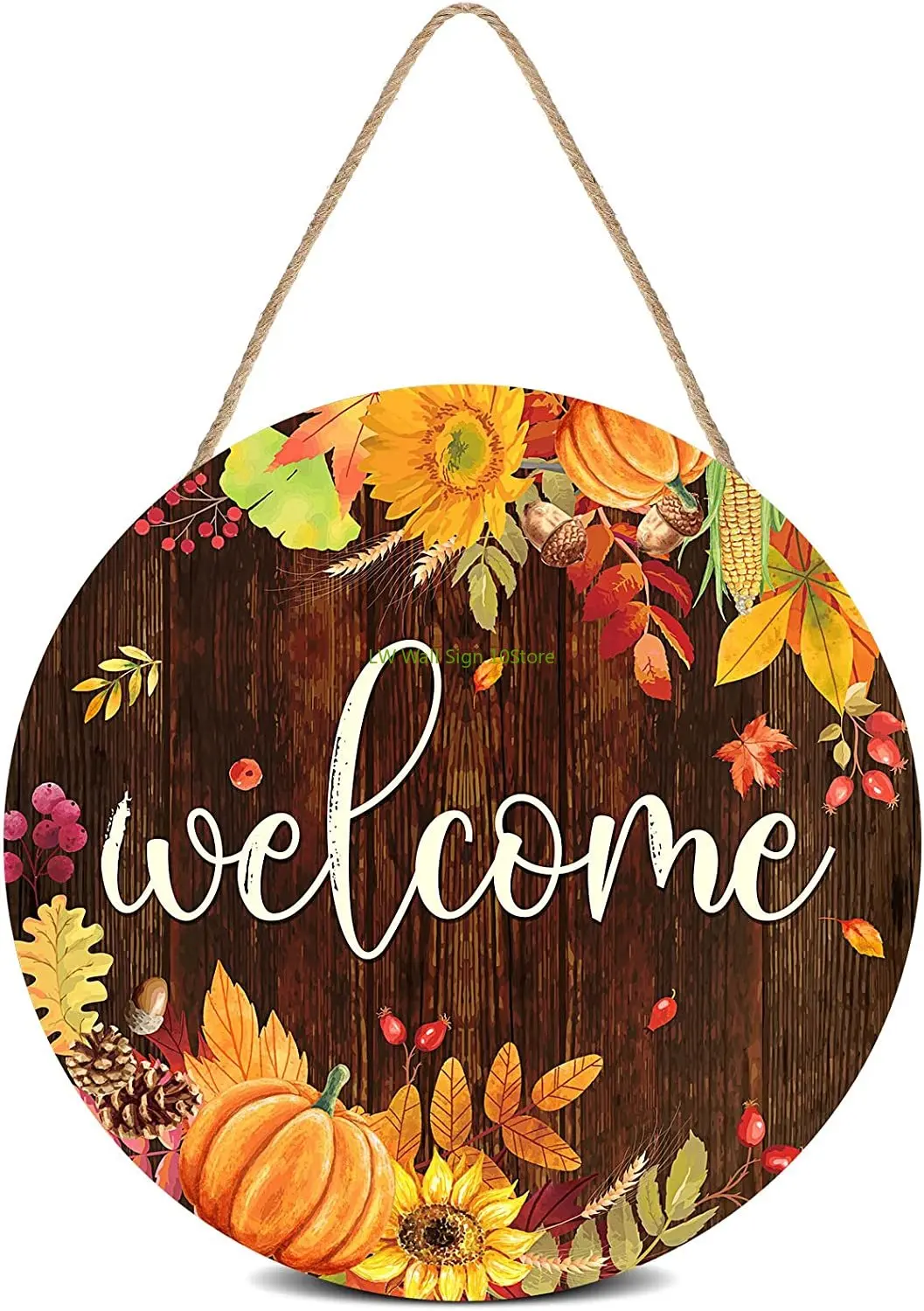 

Fall Thanksgiving Welcome Door Sign Autumn Harvest Front Door Porch Decor Fall Wooden Hanging Decor for Rustic
