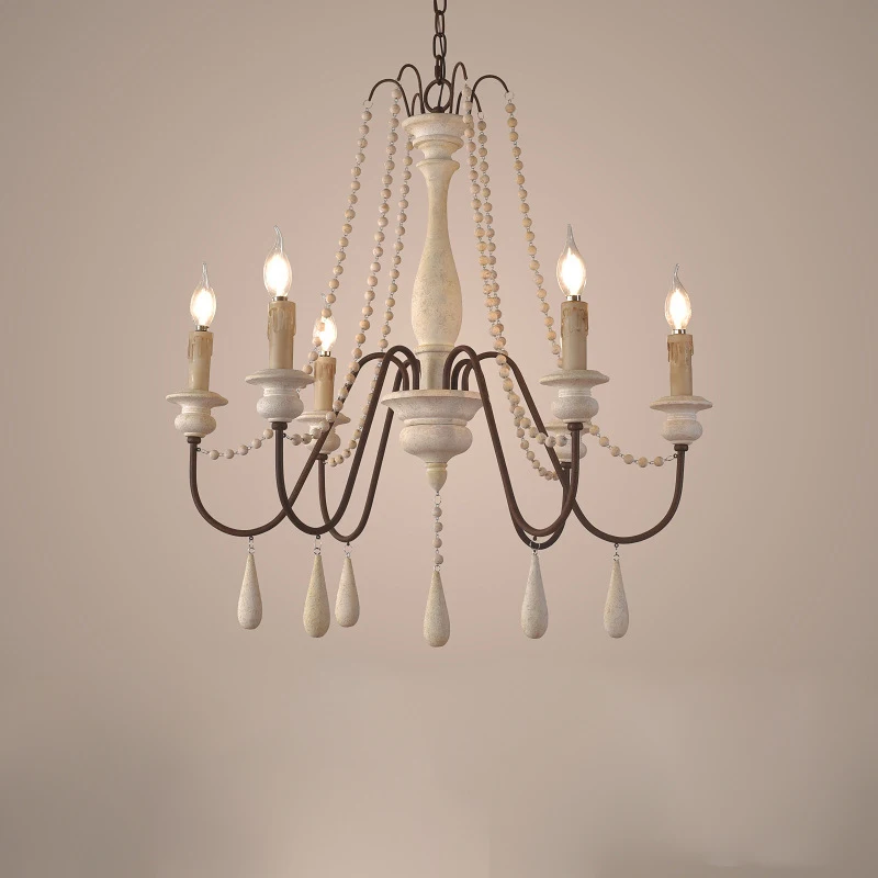 Винтажная люстра из деревянных бусин подвеска для гостиной спальни кухни ретро