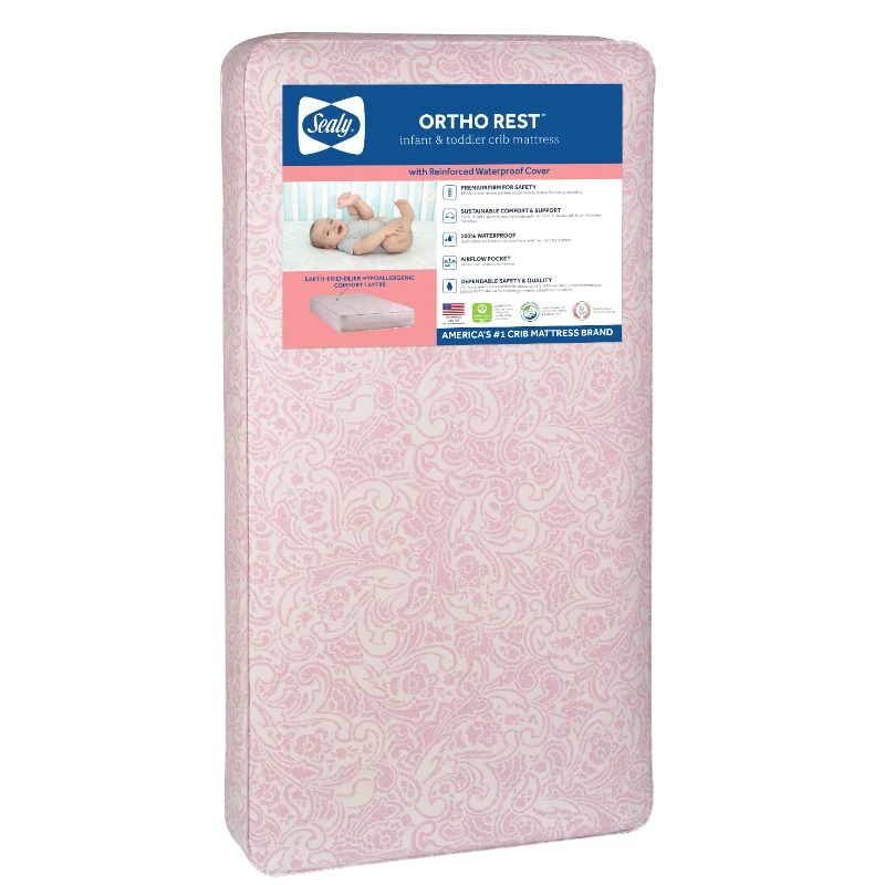 

Ortho Rest Premium Firm Crib & Toddler Mattress, 150 Coil Pink Two Thick Hypoallergenic Layers Baby Mattress