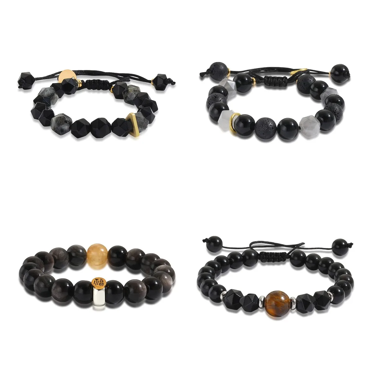 Простой браслет в стиле панк с бусинами из натурального камня, регулируемые плетеные веревочные браслеты для мужчин и женщин, браслет на запястье, ювелирные изделия, подарки