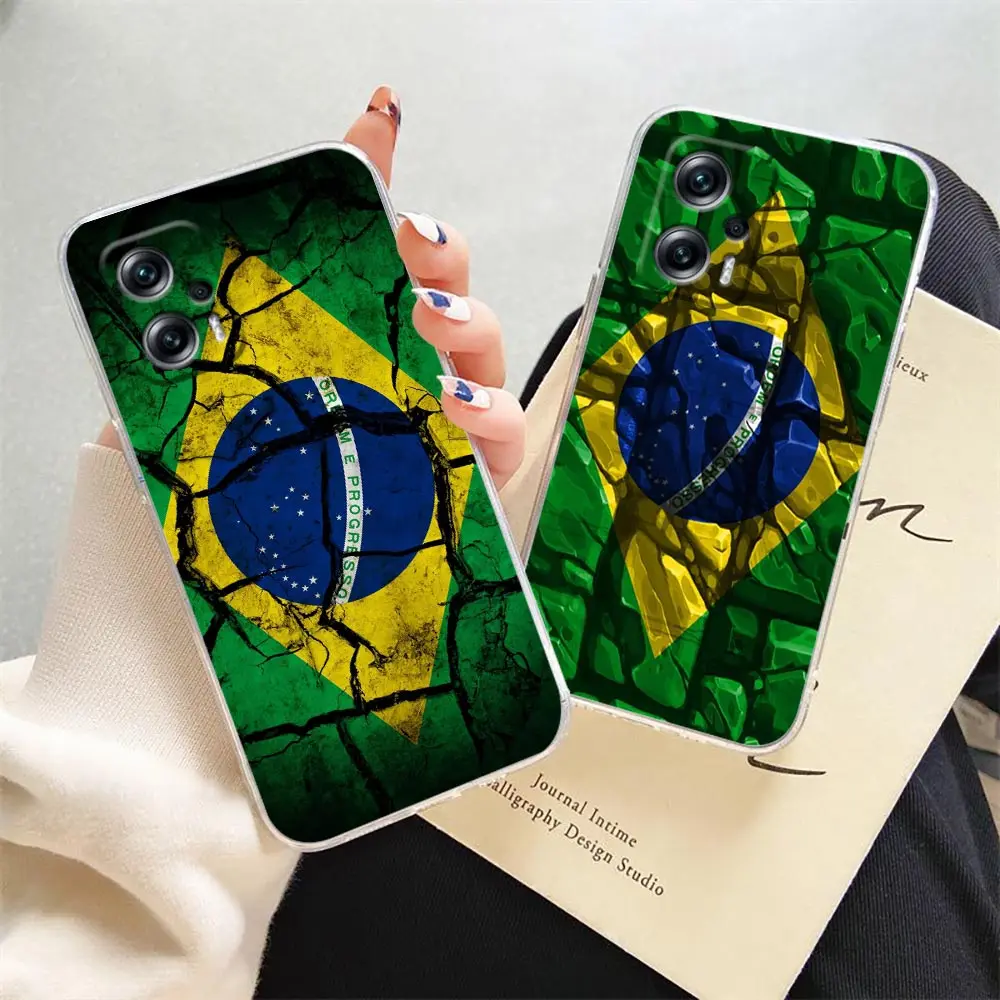 

Clear Case For Redmi Note 11 11T 10S 10 9 4G 9S 12 10C 9T 9A K40 Pro Plus 5G Coque Funda Capa Case Flag Of Brazil National