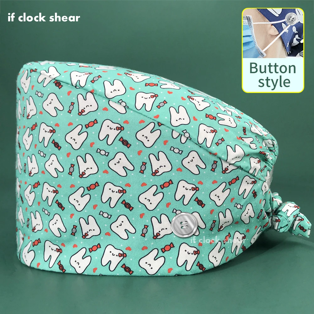 

Dentist lab pet Veterinarian Surgical Cap Medical Scrub Cap for Women Men Hospital Doctor Nurse Work Hat nursing Hat with button