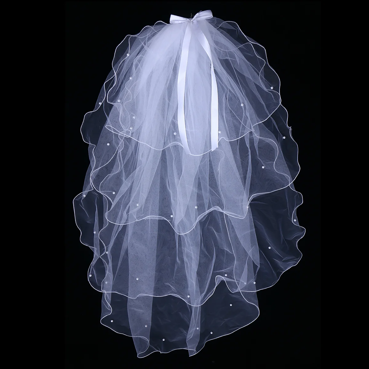 

Wedding Four-layer Bow Knot Veil Alloy Comb Bridal Cathedral Veil Four Tiers Drop Veil Wedding Accessories Hair Comb for Brides