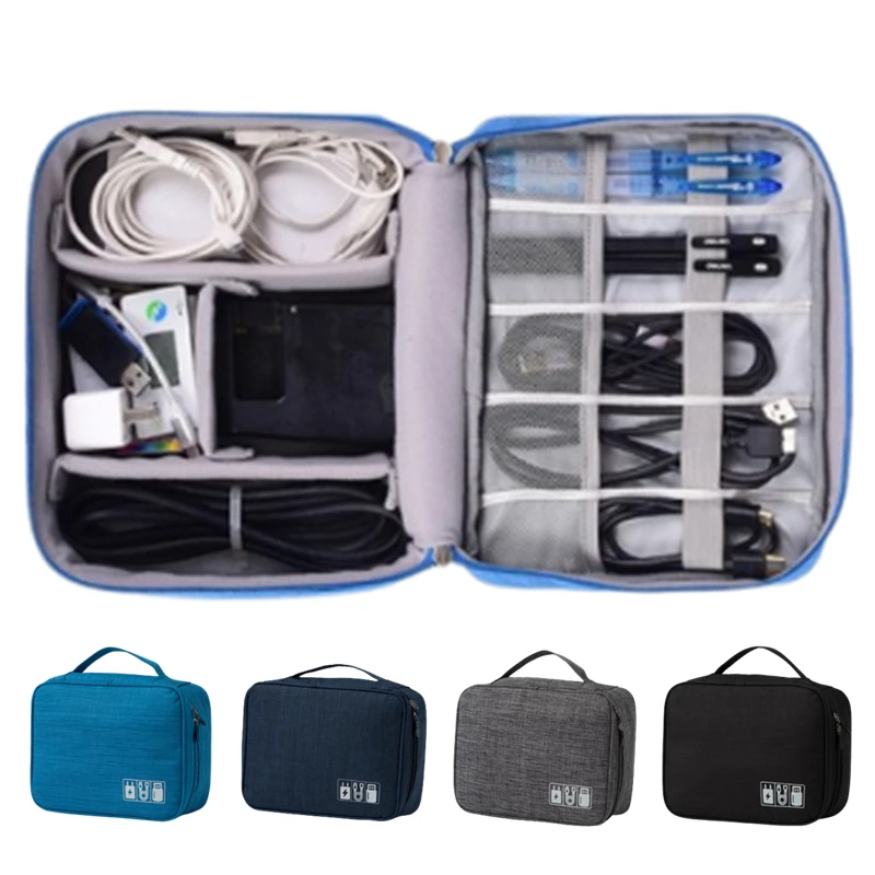 

Дорожная сумка для кабелей большой емкости, водонепроницаемый органайзер для электронных USB-гаджетов, зарядное устройство, провода для пер...