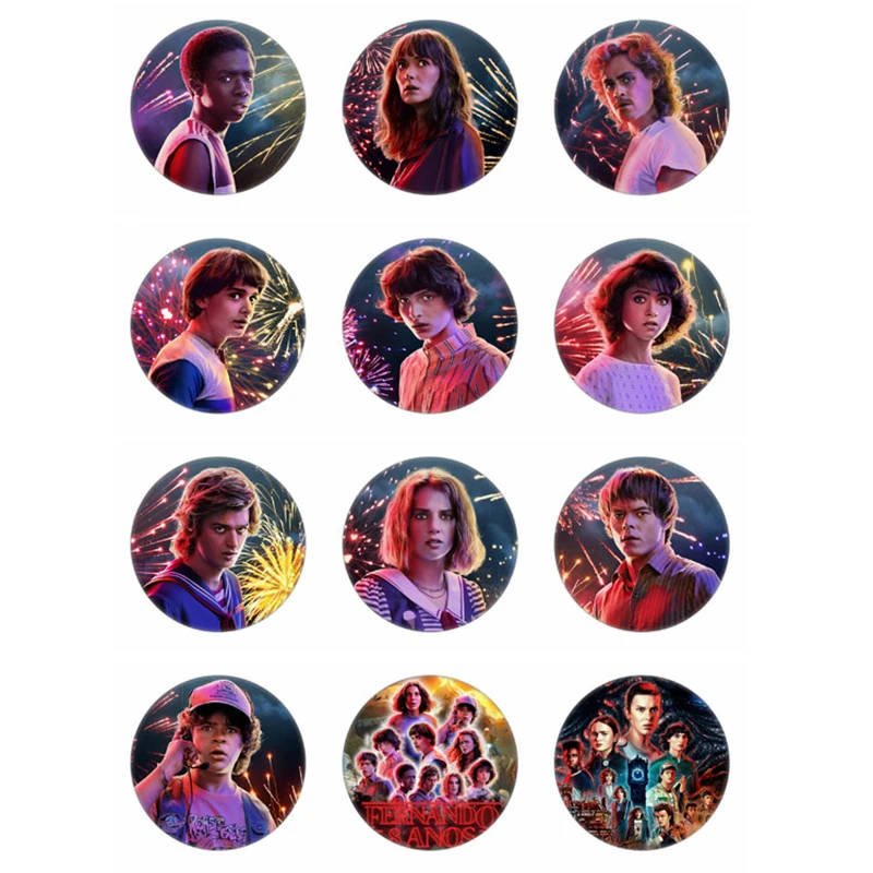 

Movie Stranger Things Season 4 Badge Pin Brooch значки Key Figure Logo Printing Tinplate Pins Jewelry Cosplay Props For Friends