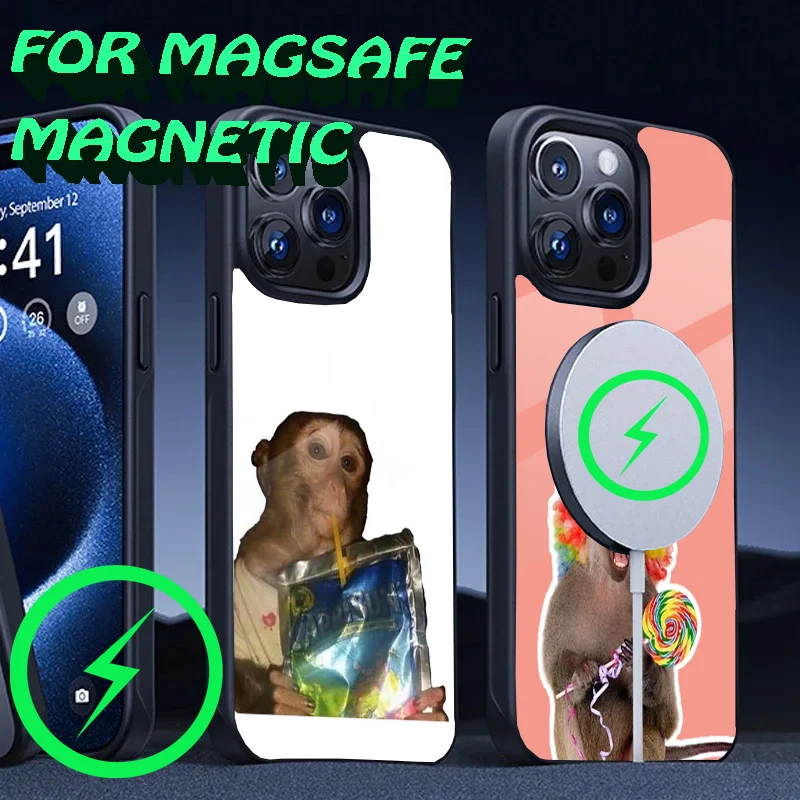 Чехол для телефона с принтом обезьяны iPhone 16 15 14 13 12 11 Plus Pro Max Mini Magsafe магнитная