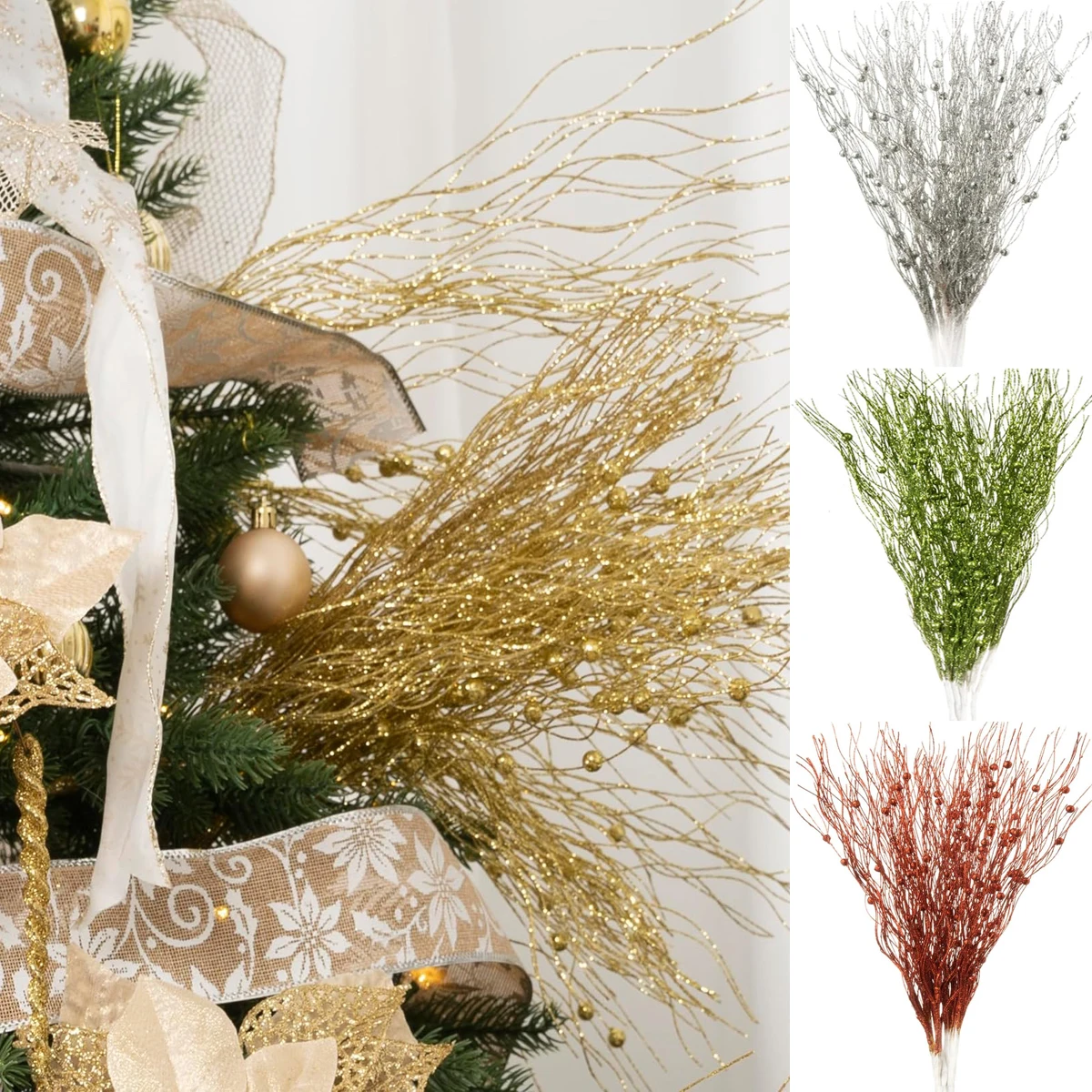 

10 шт., декоративные блестящие элементы для украшения ёлки