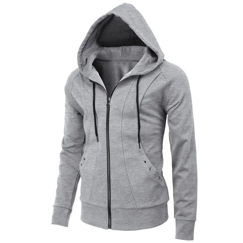 

Trendy Winter Hoodie Long Sleeves Casual Men Autumn Coat Slim Fit Stretchy Hem Spring Coat