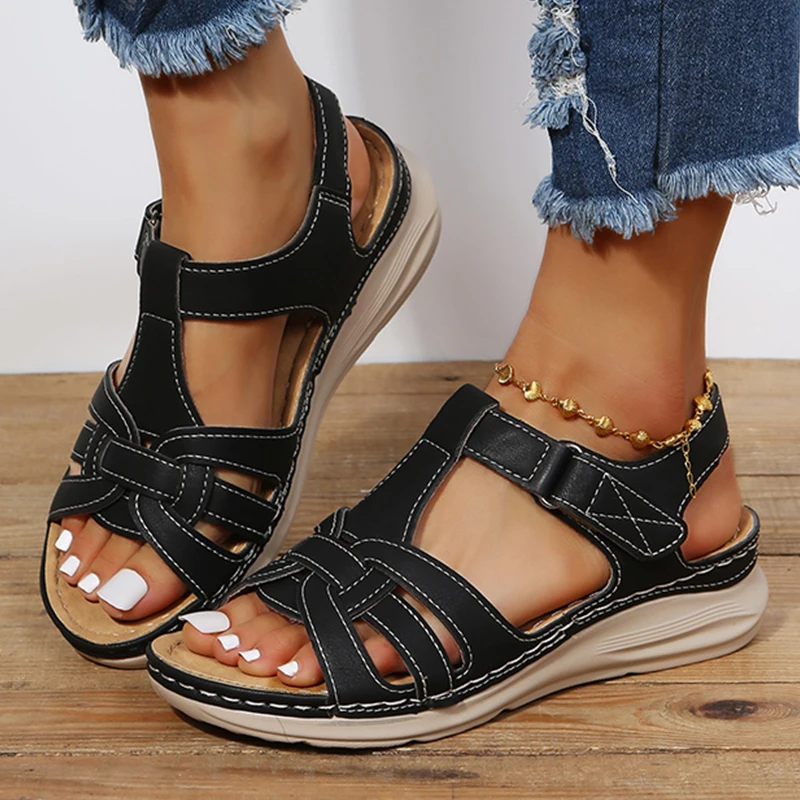 

Gladiator Women Sandals Breathable Female Sandals Outdoor Soft Women's Casual Shoes Roma Fashion Flats Summer Free Shipping 2023