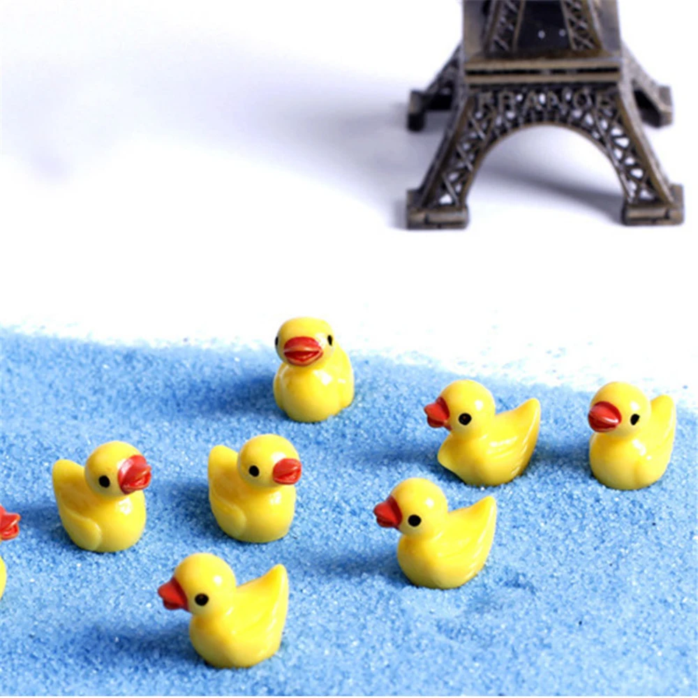 10 Pcs Cartoon Yellow Duck Mini Resin Microlandschaft Ornaments Living Room Desktop Decoration Crafts Home Decor Accessories