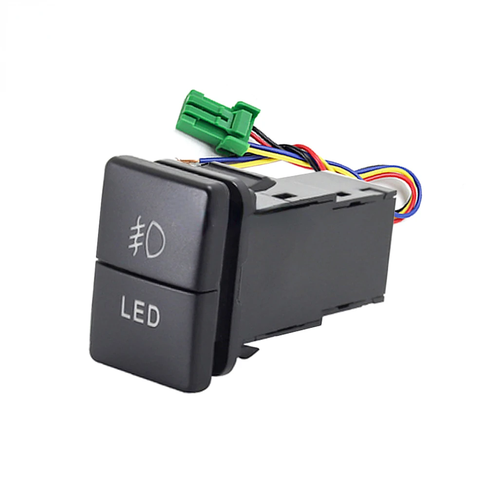

For Toyota Dual Key Switch 1PC Car LED Light Switch Front Fog Light Auto Headlight Switch Button with Connection Wire