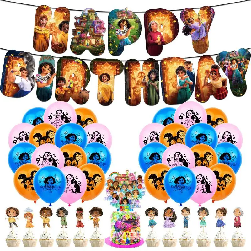 

2022 Disney Encanto Mirabel Movie Pixar Birthday Party Decorations Madrigals Balloon Banner Cake Supplies Toy Gift Kids Cosplay