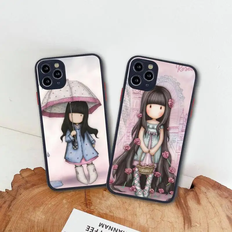 

Santoro Gorjuss cute cartoon girl Phone Case For iphone 13 12 11 Pro Max Mini XS 8 7 Plus X SE 2020 XR Matte Transparent Cover
