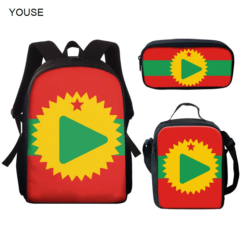 Школьный рюкзак YOUSEWomen 3 шт./компл., дорожная школьная сумка, рюкзак с принтом Oromoo для людей, дорожный рюкзак