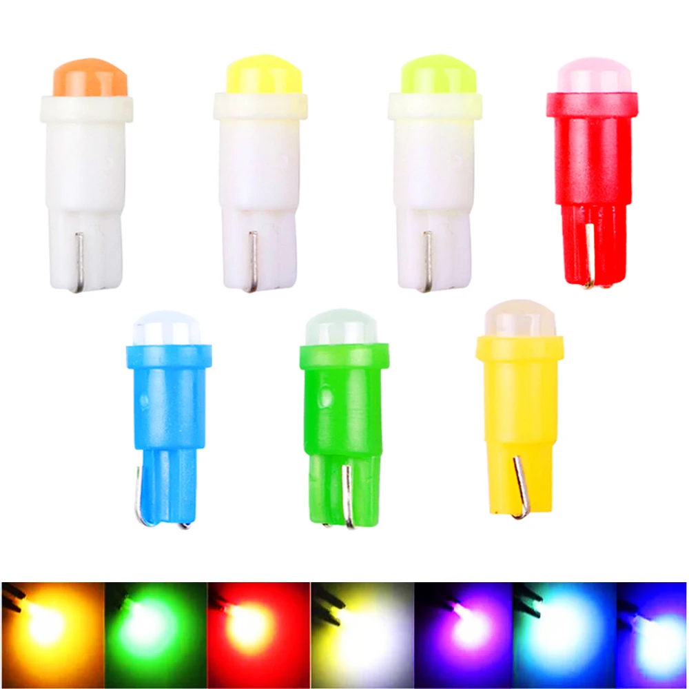 

10Pcs T5 LED Lights COB Car Dashboard Light Reading Light W1.2W W3W Indicator Light Instrument Lamp Bulb 4014 LED Signal Light