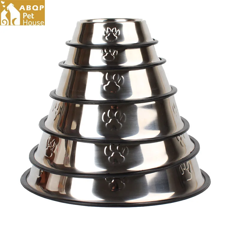 

6 Size Stainless Steel Dog Bowl For Dish Water Dog Food Bowl Pet Puppy Cat Bowl Feeder Feeding Dog Water Bowl For Dogs Cats