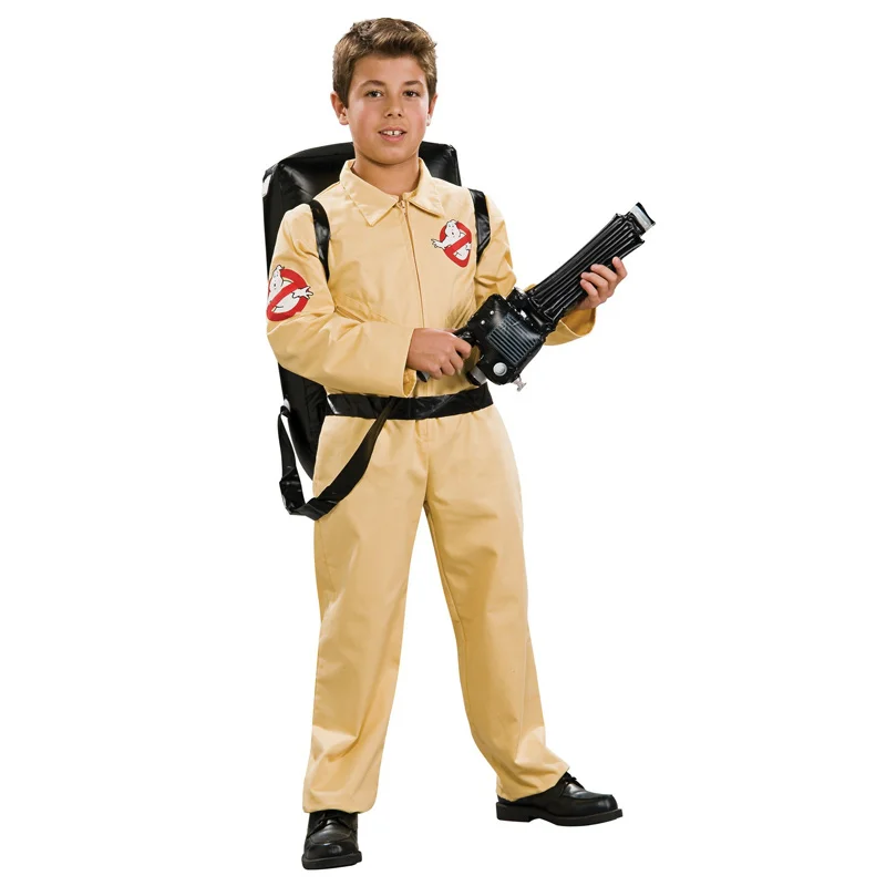 Halloween Costume For Kids Death Squad Uniform Ghostbusters with Gun Quantum Bag Cosplay Superhero Risk Jumpsuit Carnival Suit