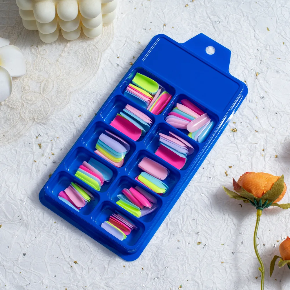 

120pcs Colorful Artificial Glossy Fake Nails Square Medium Length Full Cover Press On Nails For Decorations False Nails Art