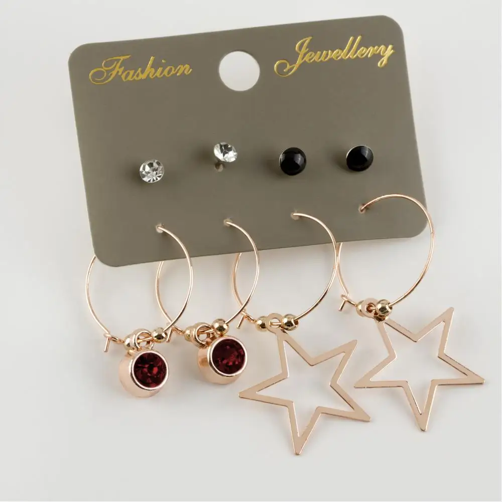

12'li Star Figured Ring Earrings