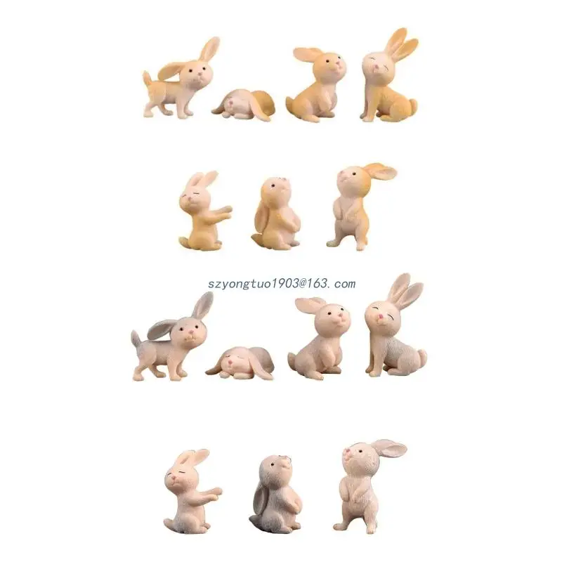 

7pcs Miniature Easter Bunny Ornaments Mini Animal Statues Ornaments for Home Garden Lawn Decoration Supplies