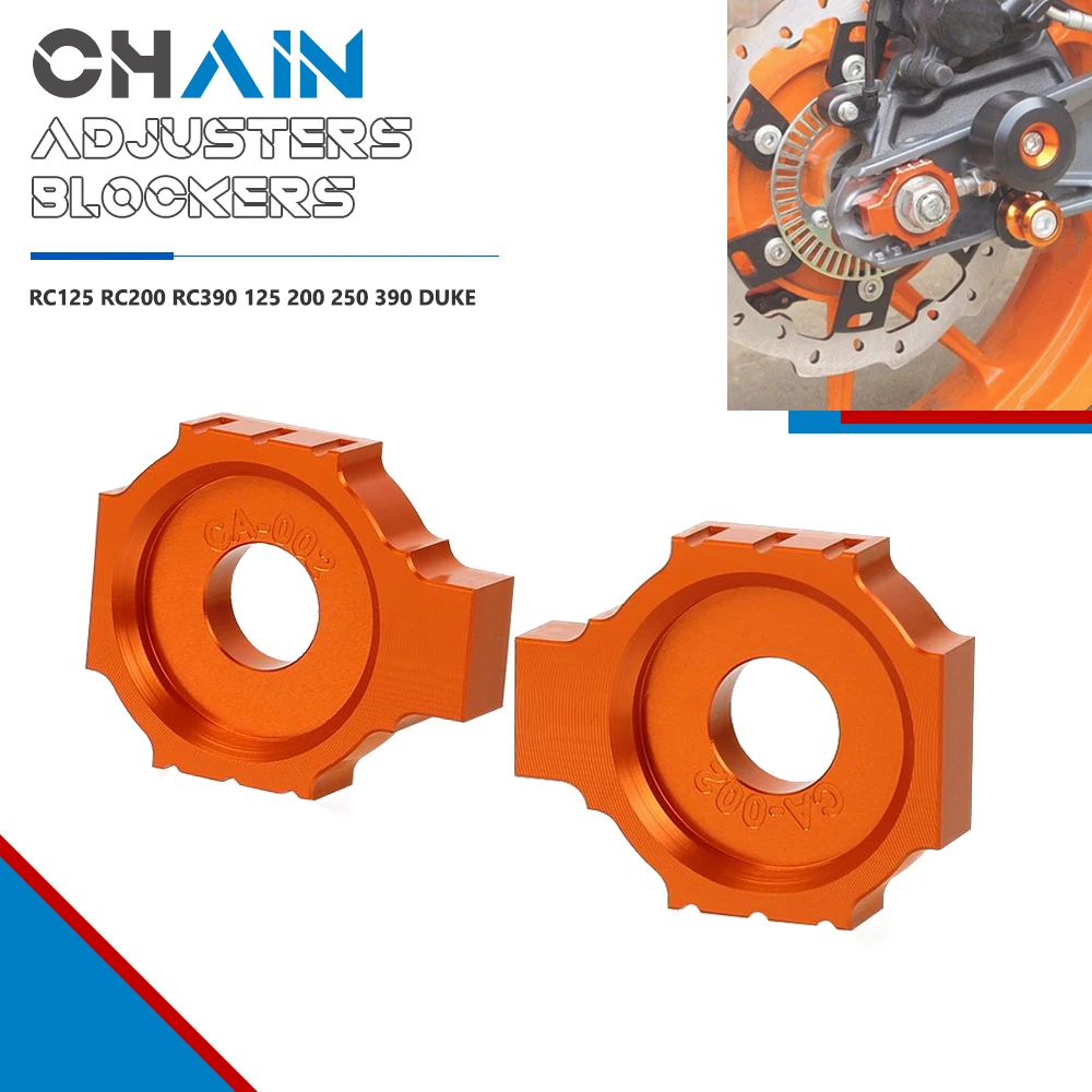 

Orange CNC Aluminum For Duke 390 2013 2014 2015 2016 Duke 125 200 RC125 RC200 RC390 Motorcycle Chain Adjusters Blockers