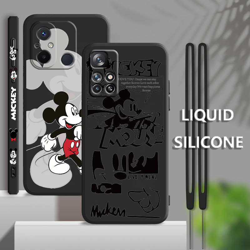

Mickey Cartoon Art Cute For Xiaomi Redmi 12C 11 Prime A1 10 10X 9 9A 9T 9AT 8 8A 7 6 4G 5G Liquid Rope Soft Phone Case Fundas