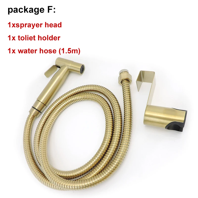 

Золотая матовая нержавеющая сталь Чистка унитаза Биде Распылительный пистолет Туалет Душевая насадка для ванной комнаты Душ Ручной шланг Мусульманская гигиена Shattaf
