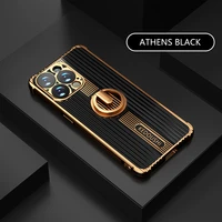 luxury ring plating silicone phone case for iphone 13 12 11 promax xsmax se xs xr x 8 7 6 plus metal holder protection cover